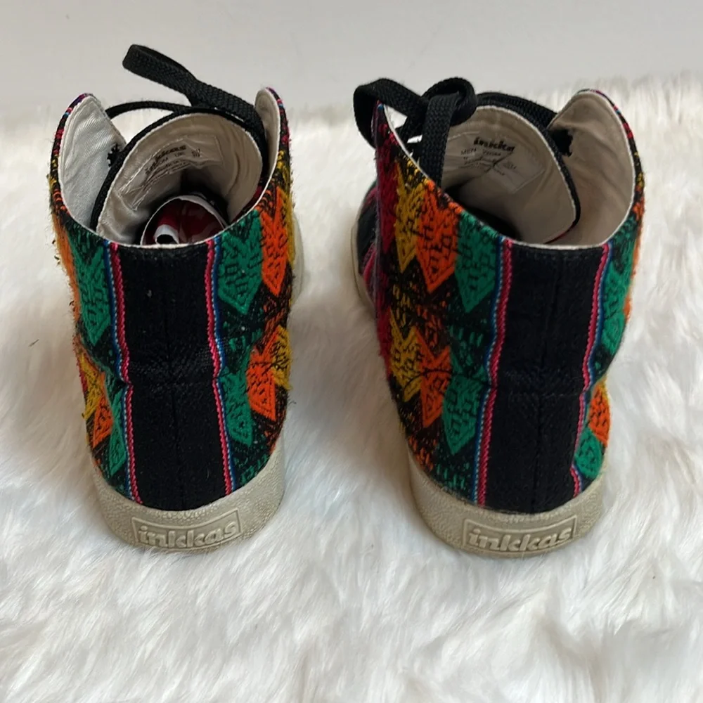 Inkkas High Top Sneakers Women Size 8 Multicolor Aztec Lace Up Hippie Style